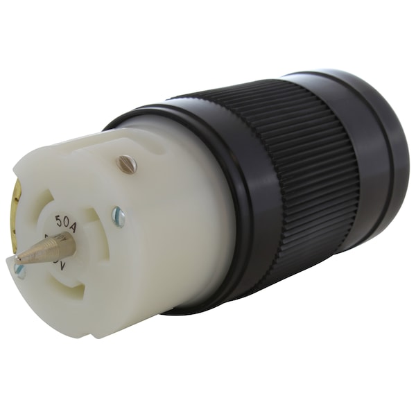 Locking Connector, Non-NEMA, 50 A, 250V AC, Three Phase, 3 Pole, Screw Terminals, Black